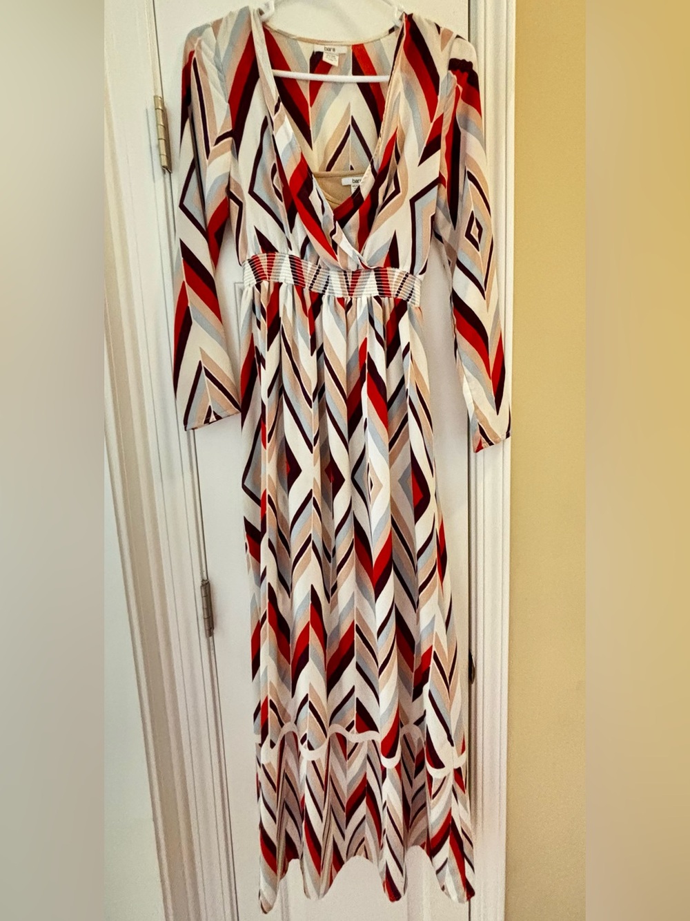 Bar III Abstract Plunge Neck Maxi Dress